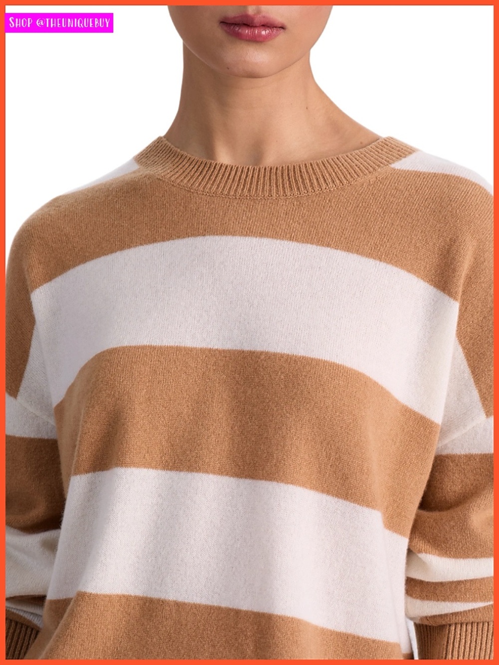 Alice + Olivia Laura Striped Cashmere Pullover Sweater